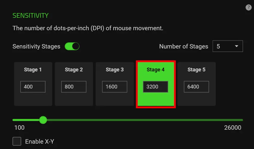 DPI setting on Razer