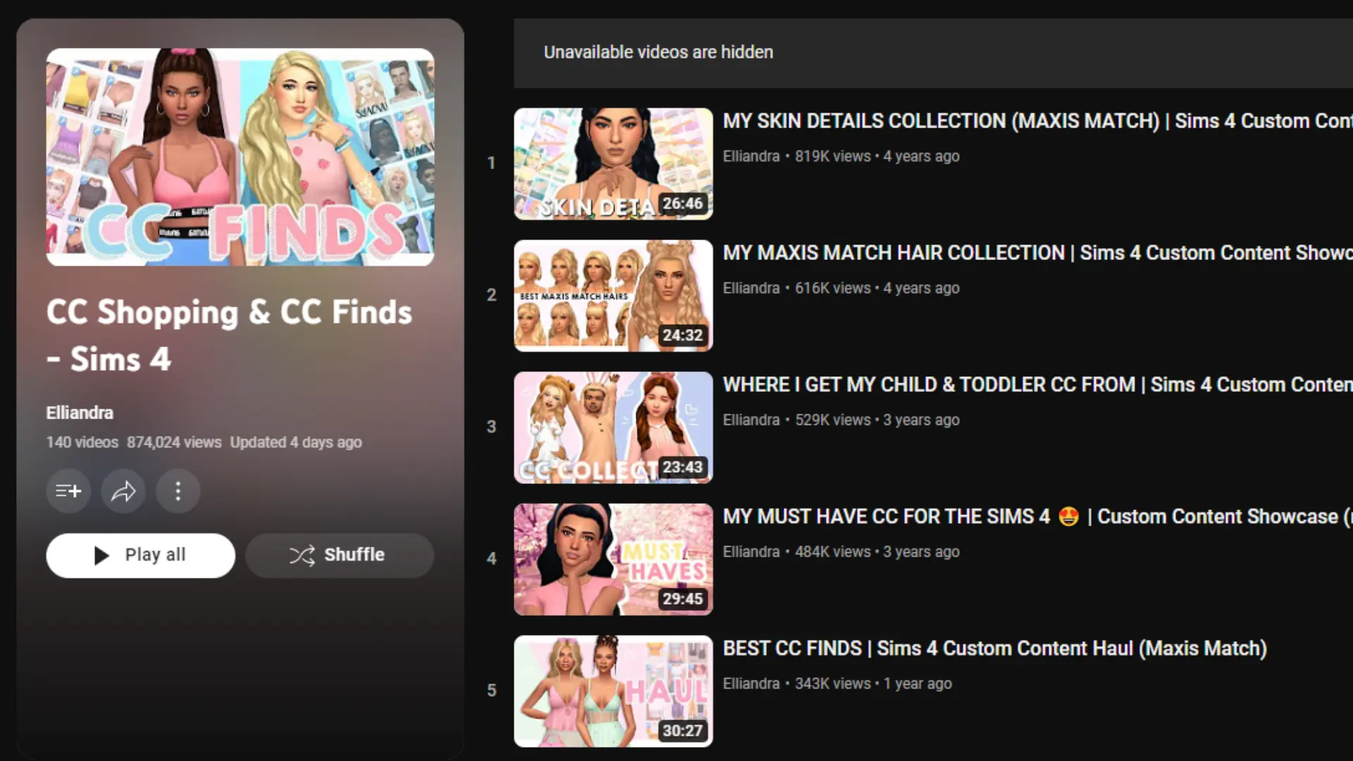 Sims 4 CC in Youtube